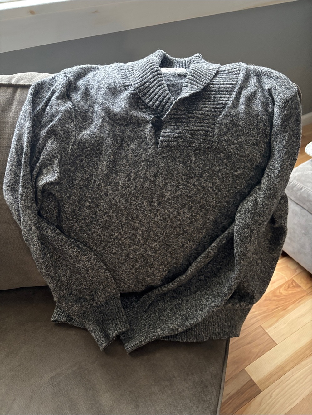 Goodfellow & Co Gray V-Neck Shawl Collar Sweater
